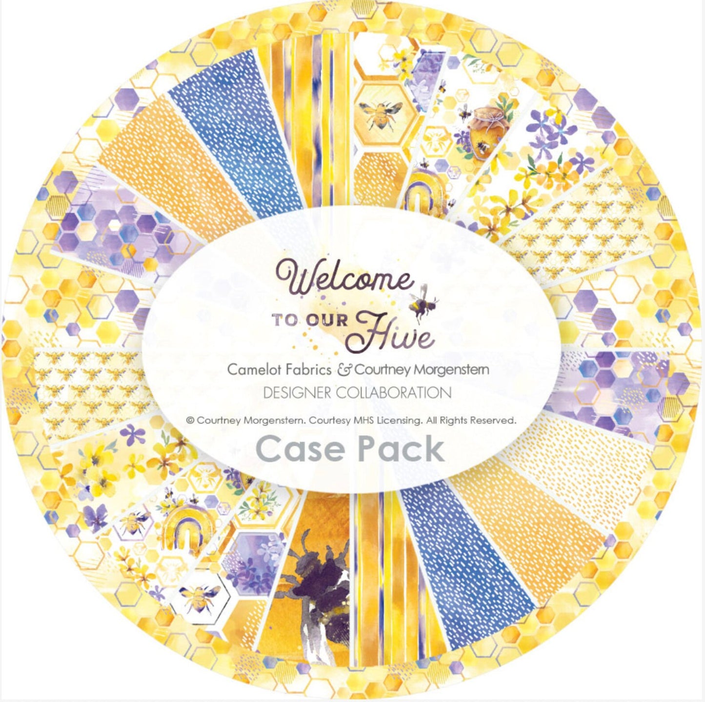 Quilting 5" Charm Pack Squares Welcome To Our Hive By Courtney Morganstem For Camelot Fabrics. 42 Piece Bundle