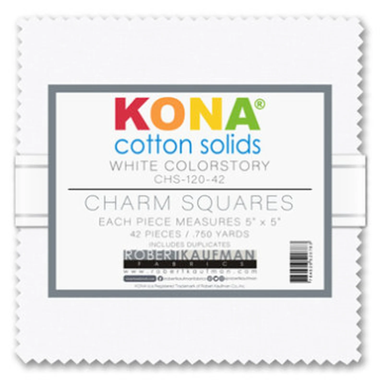 Quilting Cotton Kona Charm Squares White By Robert Kaufman