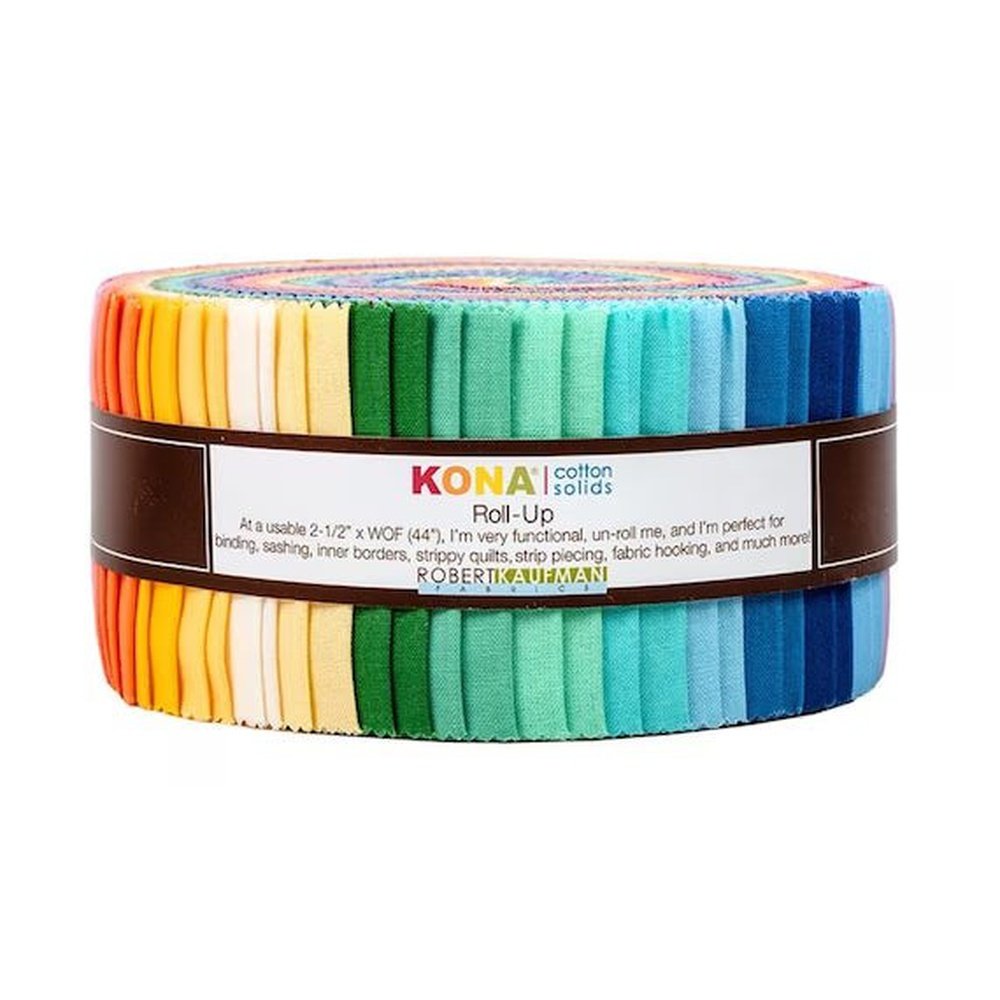 2.5" Kona Solids 1930's Cotton Jell Roll Strips Fabric 40pcs/bundle by Robert Kaufman