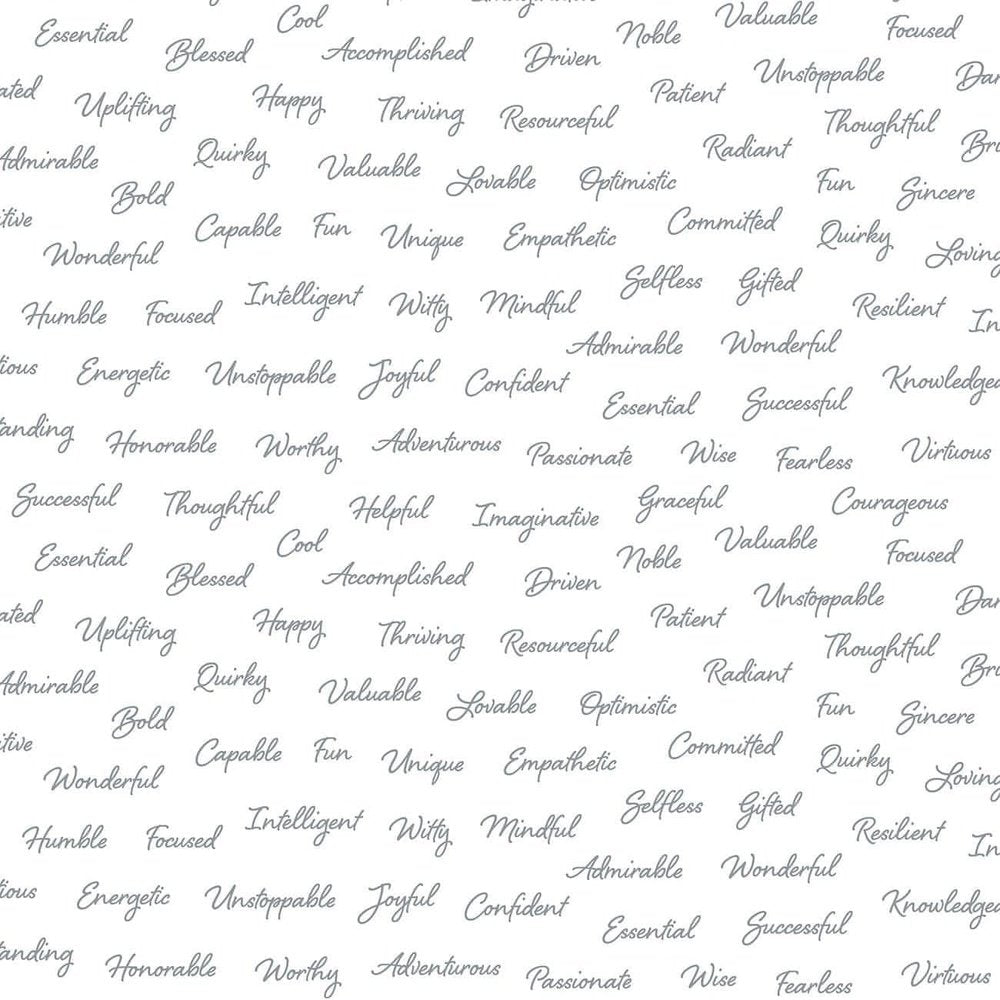 Appreciation White Positive Script Words Quilting Fabric By Windham Fabrics
