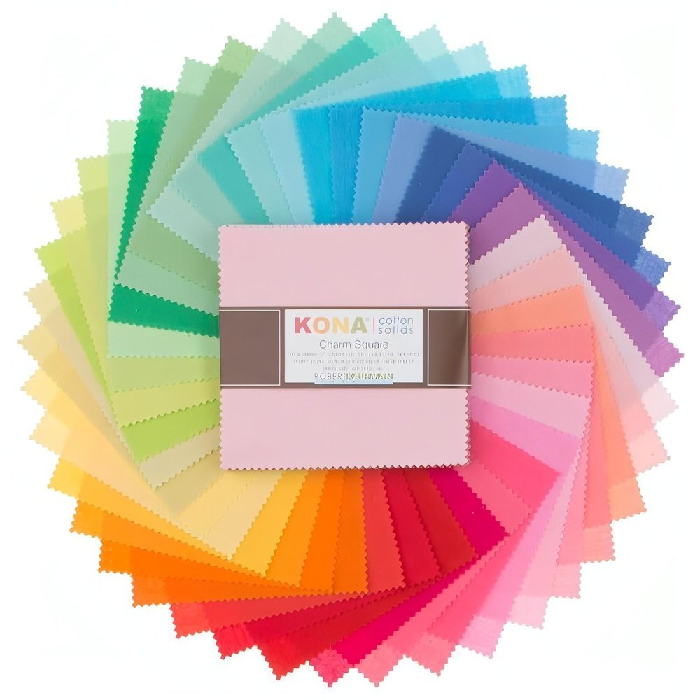 Kona Quilt Cotton Charm Squares Solids New Brights Palette Fabric By Robert Kaufman