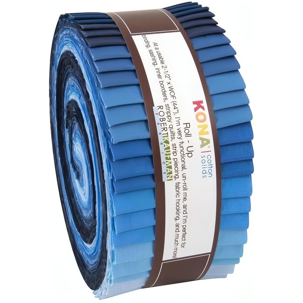 Kona Quilting Cotton Solids 2.5" Jell Roll Strips Dusk To Dawn Colourway Fabric 40pcs/bundle by Robert Kaufman