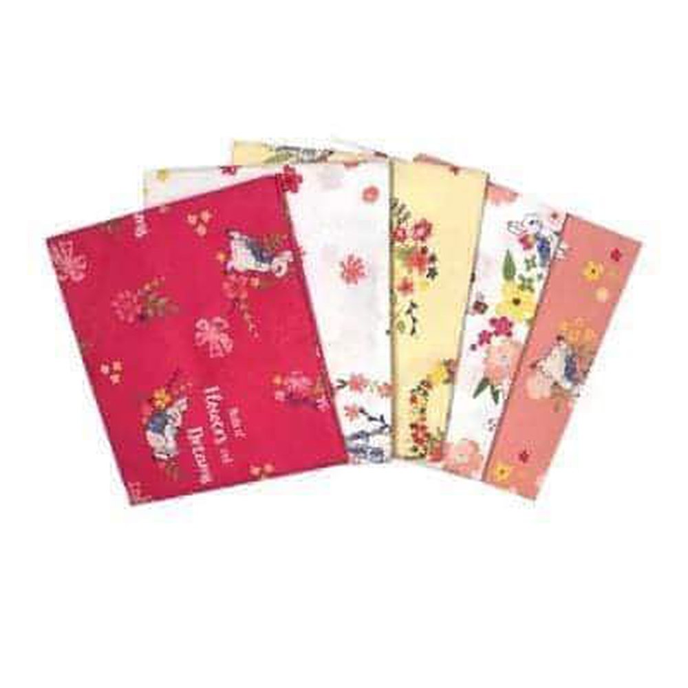 Quilting Cotton Fabric Fat Quarter 5 Piece Bundle Peter Rabbit Flowers and Dreams By Visage Textiles Ltd.