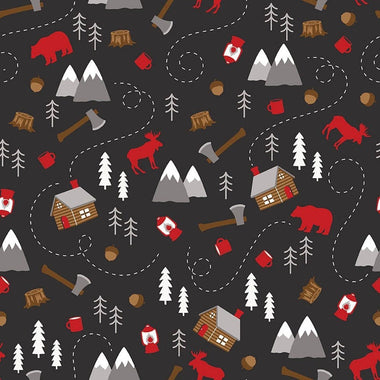 Quilting Cotton Fabric Into the Woods Black By Riley Blake Designs
