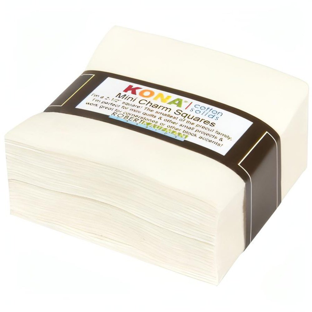 Quilting Cotton Kona 2.5" Mini Charms Squares Snow Fabric