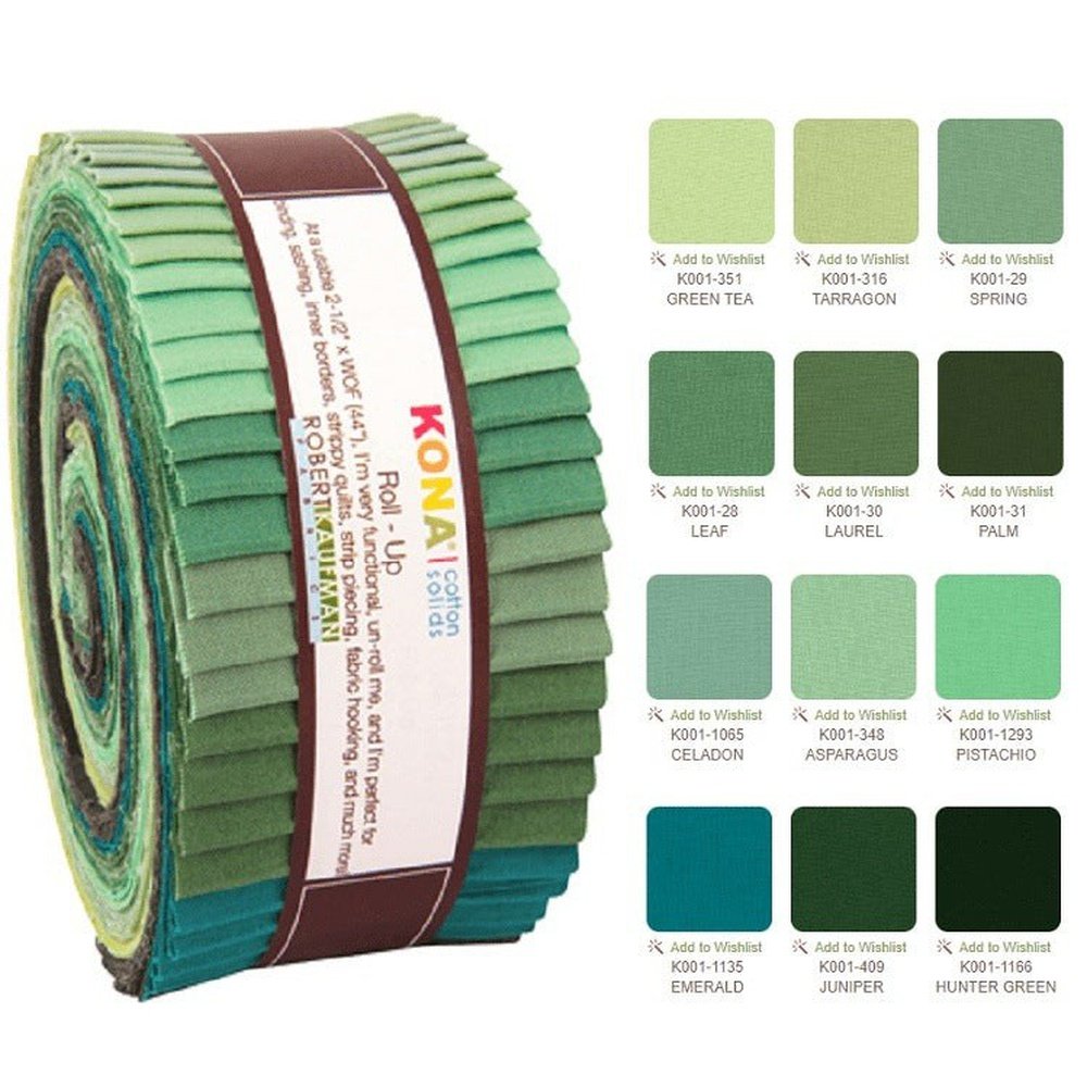 Quilting Cotton Kona 2.5" Spring Meadows Jelly Roll Strips Fabric 40pcs/bundle By Robert Kaufman