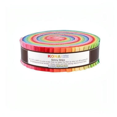Quilting Cotton Kona Brights Solids 1.5" Skinny Jelly Roll Strips Precut Fabric By Robert Kaufman