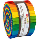 Quilting Cotton Kona Brights Solids Half Jelly Roll Precut Fabric By Robert Kaufman