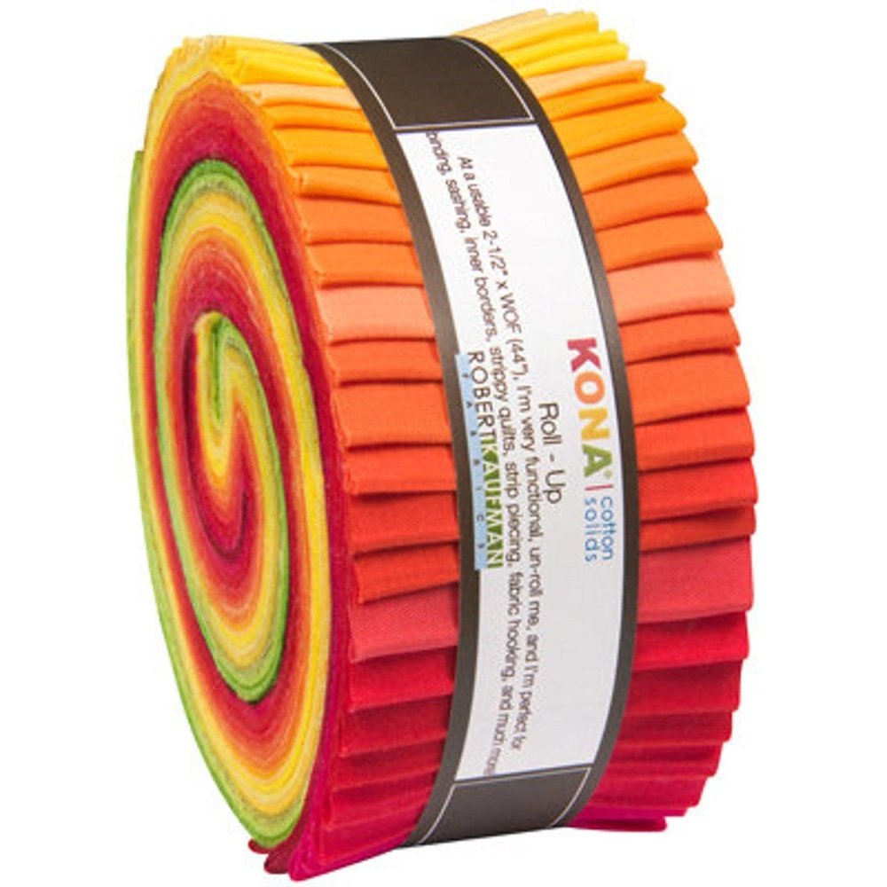 Quilting Cotton Kona Jelly Roll Strips Fabric 40pcs/bundle by Christa Watson For Robert Kaufman
