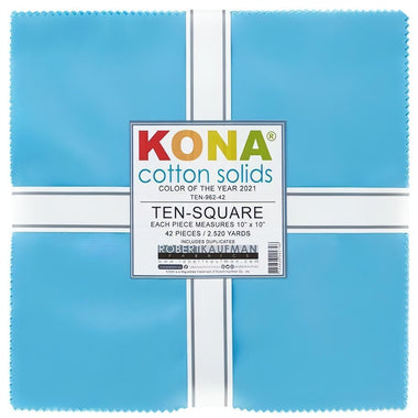 Quilting Cotton Kona Solids Horizon 10" Squares Layer Cake By Robert Kaufman