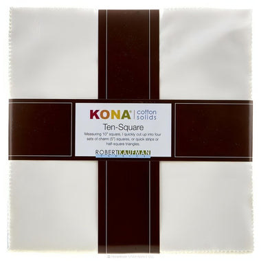 Quilting Cotton Kona Solids Snow 10" Squares Layer Cake Fabric By Robert Kaufman