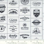 Quilting Cotton Timber Cream And Black Camp Badges By Sweetwater for Moda Fabrics