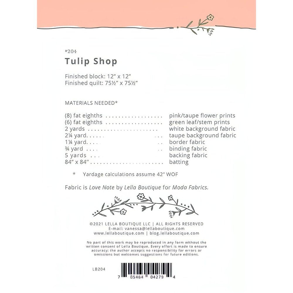 Quilting Pattern Tulip Shop By Lella boutique Vanessa Goertze For Moda