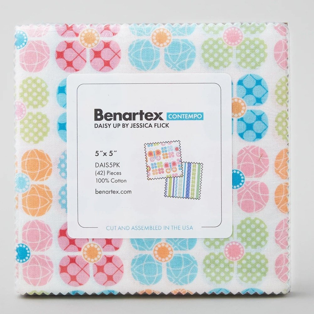 Quilting Cotton Charm Pack Daisy Up By Jessica Flick For Benartex