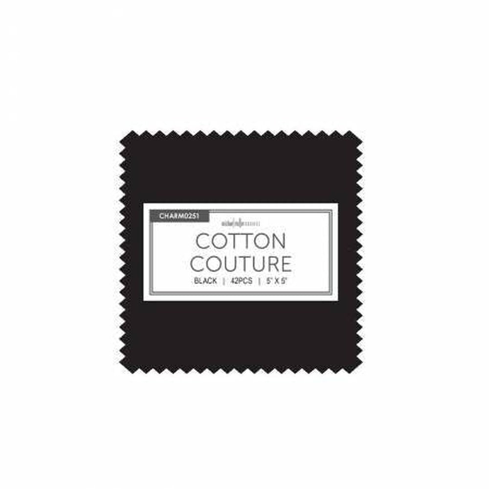 Black Cotton Couture Micheal Miller Solids 5" Squares Charms 42pcs