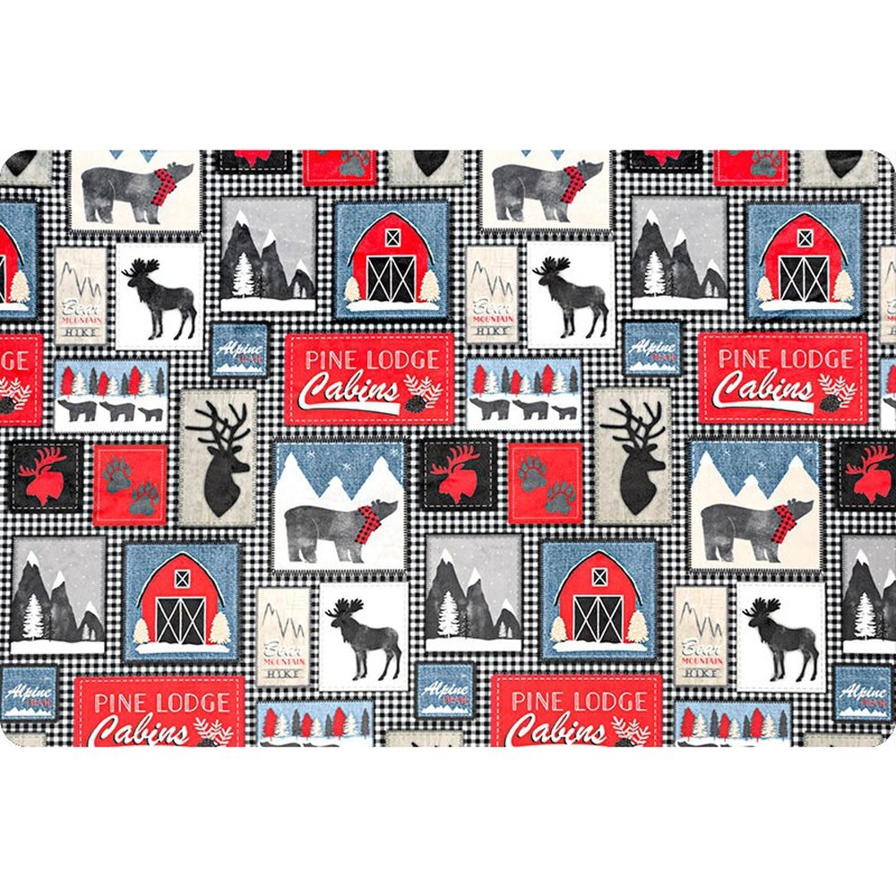 Digital Cuddle® Lodge Patches Jeans Minky Plush Fabric By Shannon Fabrics - Multi Patches Designs High Quality Jeans Fabric Print For Jeans