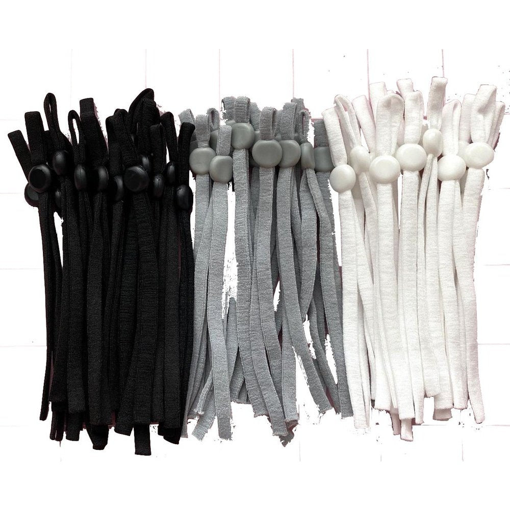 Soft Elastic Mask Straps With Matching Silicone Adjuster Set of 4 Pairs