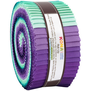 Kona Cotton Solid Aurora 2.5"  40pc/Bundle Jelly Half Roll Fabric By Robert Kaufman