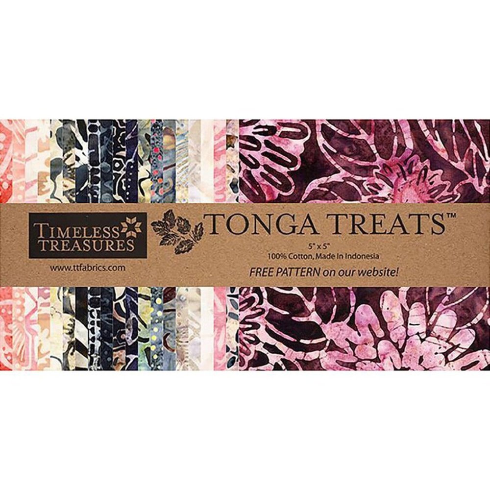 Timeless Treasures Tonga Batiks Black Cherry Mini Treats 5" Squares Charm Pack