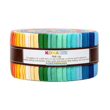 2.5" Kona Solids 1930's Cotton Jell Roll Strips Fabric 40pcs/bundle by Robert Kaufman