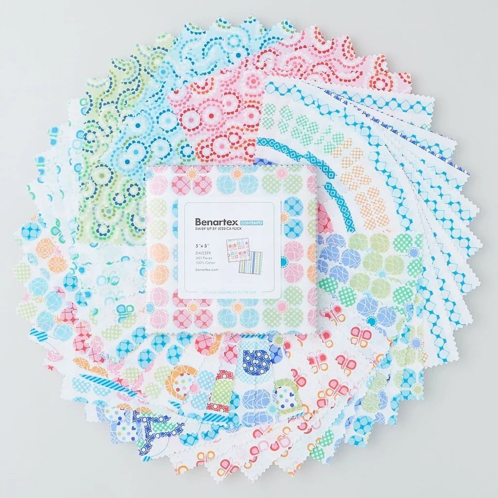 Quilting Cotton Charm Pack Daisy Up By Jessica Flick For Benartex