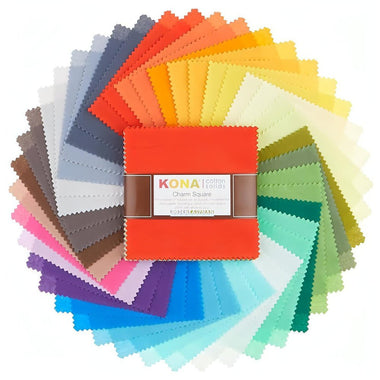 Kona Quilt Cotton Charm Squares Solids Colours of 2019 Palette Fabric By Robert Kaufman