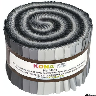 Kona Quilting Cotton Solids 2.5" Half Jelly Roll Strips Stormy Skies Colourway by Robert Kaufman