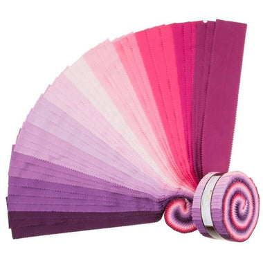 Kona Quilting Cotton Solids 2.5" Jell Roll Strips Wildberry Colourway Fabric 40pcs/bundle by Robert Kaufman