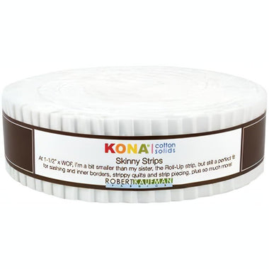 Kona White Cotton Solids 1.5" Strips Jelly Roll Precut Fabric By Robert Kaufman