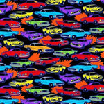 Premium Quilting Cotton Fabric Black Speed Cars by Timeless Treasures