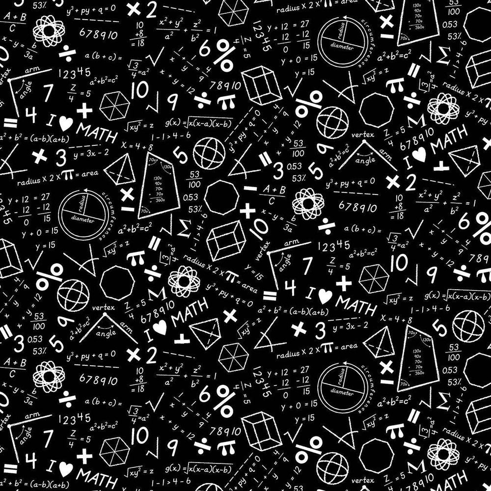 Quilting Cotton Fabric Black Math By Edward Miller for Michael Miller