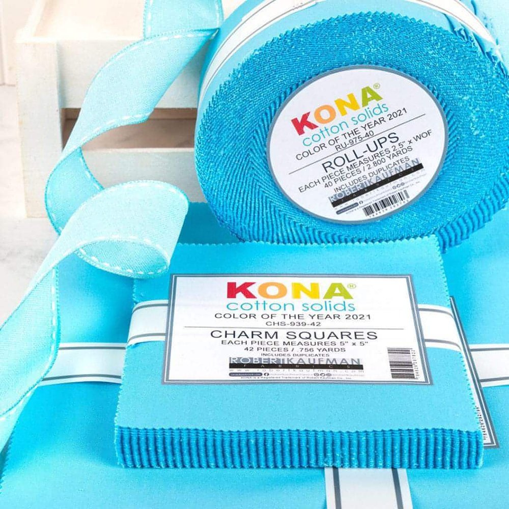 Quilting Cotton Kona 5" Charm Squares Horizon Colour Of The Year 2021 Fabric Bundle