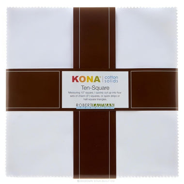 Quilting Cotton Kona Solids White 10" Squares Layer Cake By Robert Kaufman