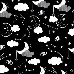 Quilting Fabric Black Night Sky Flannel By Angela Nickeas For 3 Wishes Fabrics