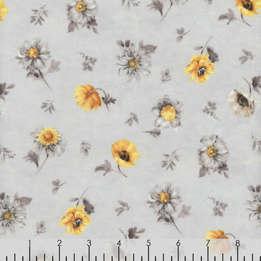 Quilting Premium Fabric Grey Fields Of Gold Large Allover By Lisa Audit For Wilmington Prints