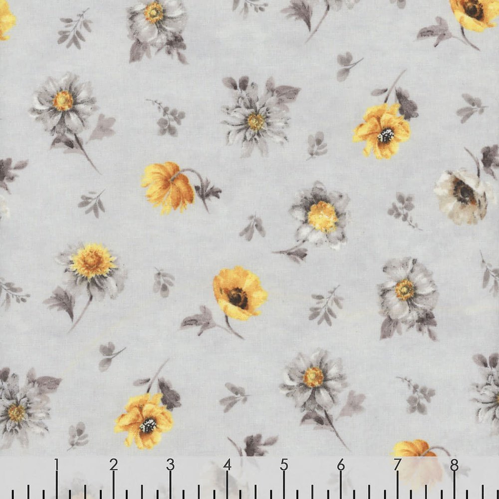 Quilting Premium Fabric Grey Fields Of Gold Large Allover By Lisa Audit For Wilmington Prints