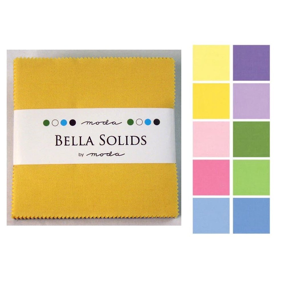 Quilting Cotton Bella Solids 2.5" Mini Charms Squares By Moda