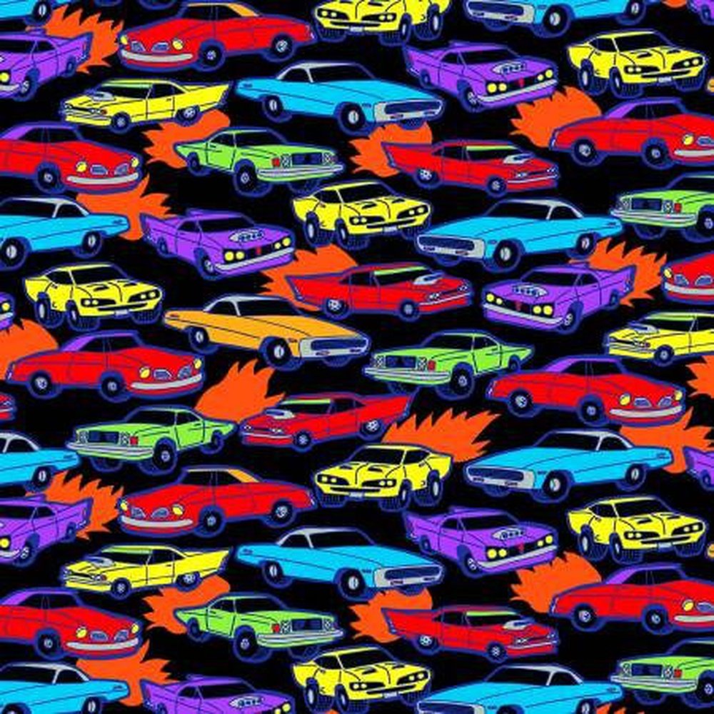 Black Speed Cars by Timeless Treasures Quilting Cotton