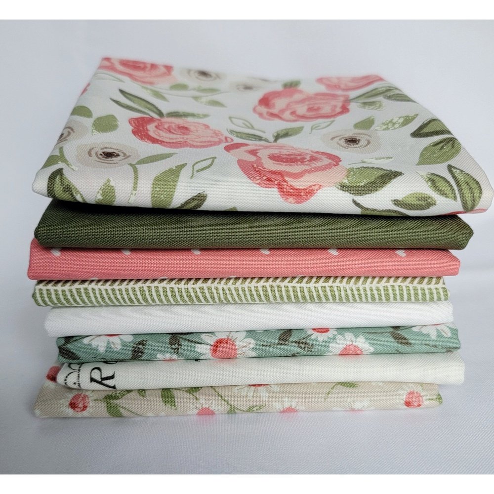 Quilting Cotton Small Fat Quarter Bundle Love Note Curated By Mad Dog Fabrics 8pc