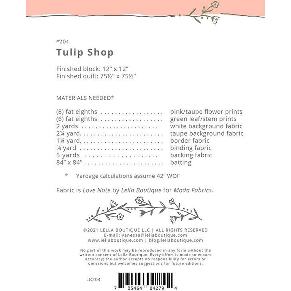 Quilting Cotton Pattern Tulip Shop By Lella Boutique Vanessa Goertzen